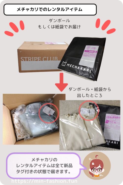 メチャカリでレンタルしたアイテムはすべて新品