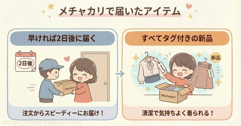 メチャカリから届いた服の状態は?新品って本当?