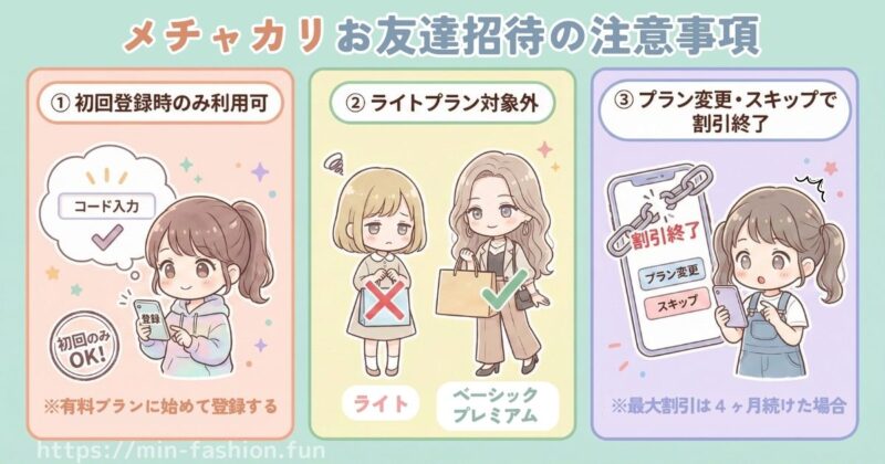 【メチャカリの割引】招待コード注意事項