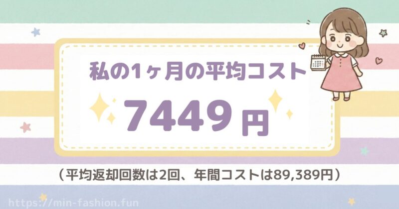 私の場合のメチャカリの料金平均コスト